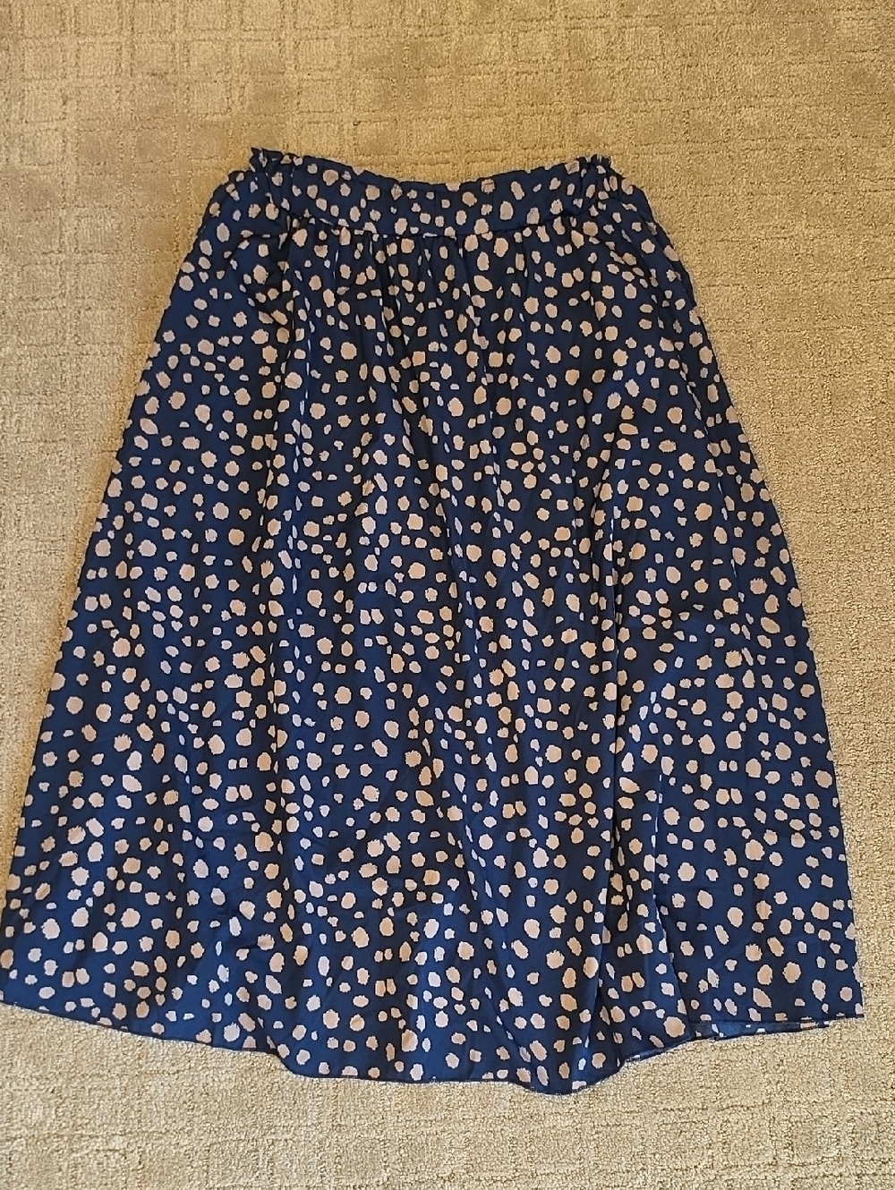 Navy Blue Polka Dot A-Line Skirt
